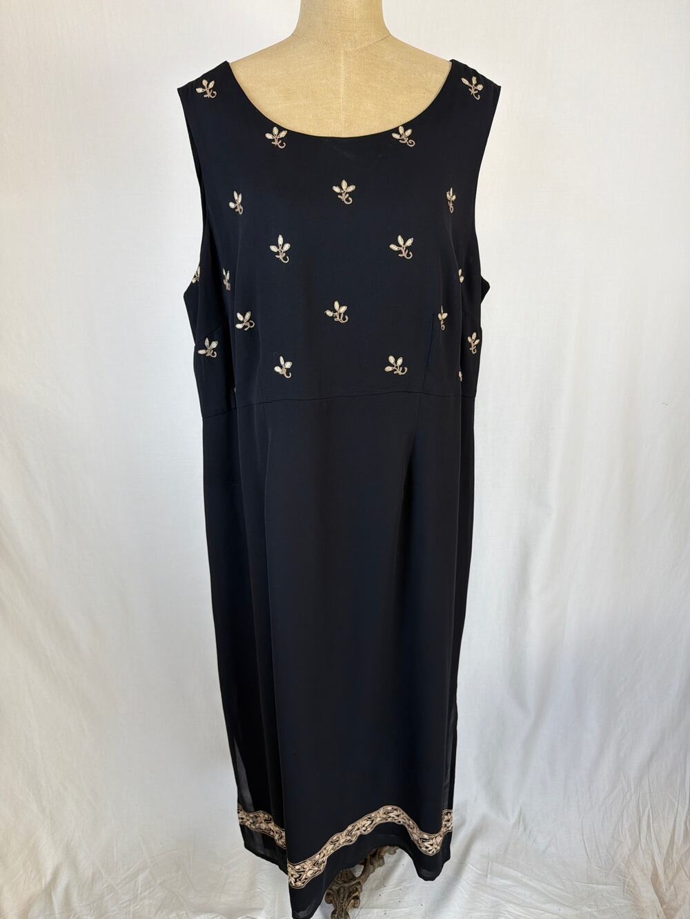 Emma James by Liz Claiborne Black Embroidered Bodice Dress #0534